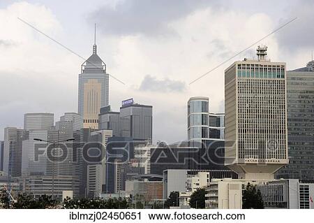 Stock Image - "Office buildings and Central Plaza, skyscraper in Wan Chai, Hong Kong Island, Hong Kong, China, Asia". Fotosearch