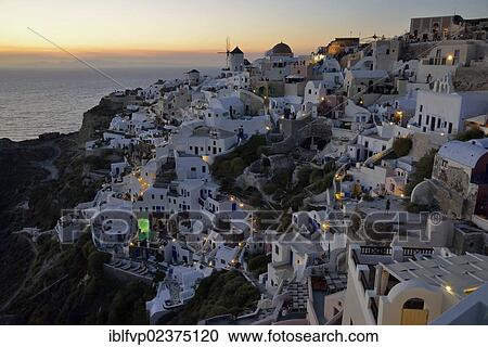 "Oia at dusk, Santorini, Cyclades, Greek island, Greece, Europe" View Large Photo Image Stock Image - "Oia at dusk, Santorini, Cyclades, Greek island, Greece, Europe". Fotosearch