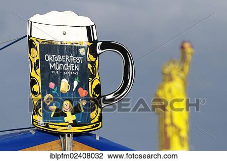 "Oktoberfest beer advertisement with imitation of the Statue of Liberty, Munich, Upper Bavaria, Germany, Europe" View Large Photo Image Stock Image - "Oktoberfest beer advertisement with imitation of the Statue of Liberty, Munich, Upper Bavaria, Germany, Europe". Fotosearch