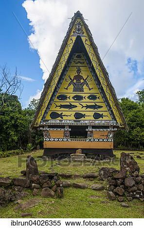 Stock Photography - "Old bai, a chief's house, Babeldaob, Palau, Oceania". Fotosearch