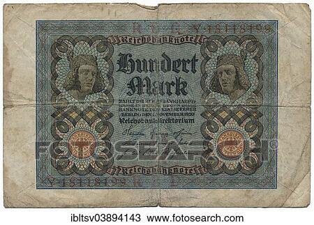 "Old banknote, 100 marks, front, German Reichsbanknote, 1922" View Large Photo Image Stock Image - "Old banknote, 100 marks, front, German Reichsbanknote, 1922". Fotosearch