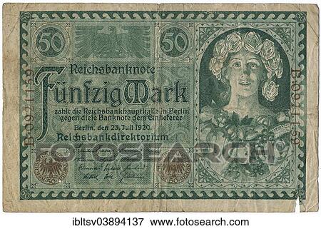 "Old banknote, 50 marks, front, German Reichsbanknote, 1920" View Large Photo Image Stock Photo - "Old banknote, 50 marks, front, German Reichsbanknote, 1920". Fotosearch