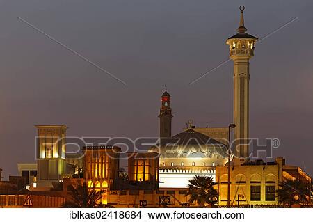 Old Bastakiya district, oriental evening mood, Bur Dubai, United Arab Emirates, Middle East, Asia View Large Photo Image Picture - Old Bastakiya district, oriental evening mood, Bur Dubai, United Arab Emirates, Middle East, Asia. Fotosearch