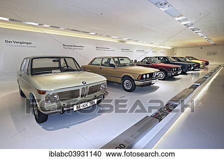 Stock Image - "Old BMW 3 Series models, BMW Museum, Munich, Upper Bavaria, Bavaria, Germany, Europe". Fotosearch
