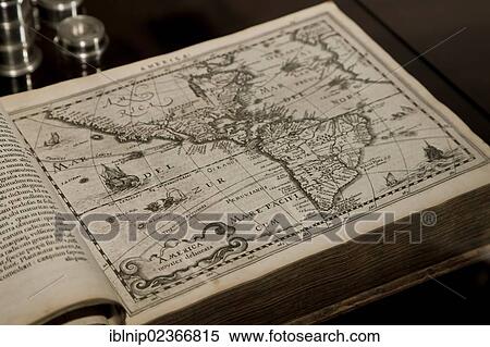 Old book with a distorted map of America View Large Photo Image Stock Photography - Old book with a distorted map of America. Fotosearch