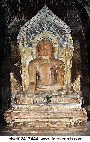 Old Buddha in a temple near Bagan, Myanmar, Burma, Southeast Asia, Asia View Large Photo Image Picture - Old Buddha in a temple near Bagan, Myanmar, Burma, Southeast Asia, Asia. Fotosearch