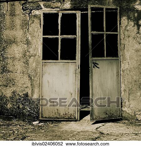 Old building with open door View Large Photo Image Stock Image - Old building with open door. Fotosearch