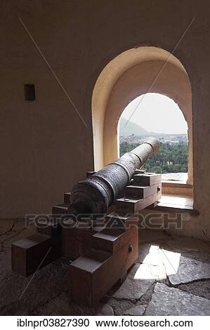 "Old cannon in embrasure, defence tower, Nakhl Fort or Husn Al Heem, fortress, historic mudbrick building, Al-Batinah province, Sultanate of Oman, Arabian Peninsula" View Large Photo Image Stock Image - "Old cannon in embrasure, defence tower, Nakhl Fort or Husn Al Heem, fortress, historic mudbrick building, Al-Batinah province, Sultanate of Oman, Arabian Peninsula". Fotosearch