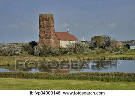 Stock Photograph - "Old Church of St. Salvator, built in 1200, Pellworm, North Frisia, Schleswig-Holstein, Germany, Europe". Fotosearch