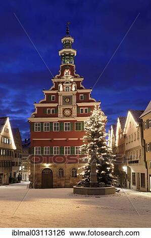 "Old City Hall during the Christmas season, Esslingen am Neckar, Baden-Wurttemberg, Germany, Europe" View Large Photo Image Stock Photograph - "Old City Hall during the Christmas season, Esslingen am Neckar, Baden-Wurttemberg, Germany, Europe". Fotosearch
