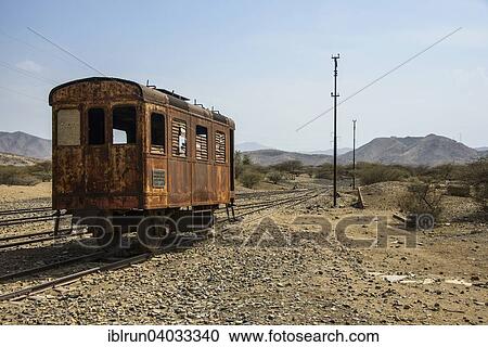 Stock Image - "Old coach of the Italian railway from Massawa to Asmarra, Eritrea, Africa". Fotosearch