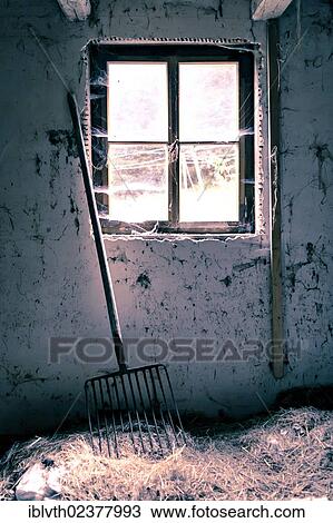 Stock Image - "Old dilapidated building, interior view". Fotosearch