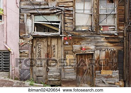 Old dilapidated wooden house, in the Sehit Mehmet Pasa Sokak, Sultanahmet historic district, Istanbul, Turkey, Europe, Asia View Large Photo Image Picture - Old dilapidated wooden house, in the Sehit Mehmet Pasa Sokak, Sultanahmet historic district, Istanbul, Turkey, Europe, Asia. Fotosearch