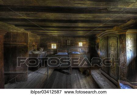 "Old farmhouse bedroom, open-air museum """"Museum Tiroler Bauernhofe"""", Kramsach, Kufstein District, North Tirol, Tirol, Austria, Europe" View Large Photo Image Stock Photo - "Old farmhouse bedroom, open-air museum """"Museum Tiroler Bauernhofe"""", Kramsach, Kufstein District, North Tirol, Tirol, Austria, Europe". Fotosearch