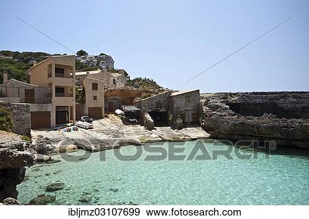 Stock Photo - "Old fishing port, Calo des Moro, Santanyi, Mallorca, Majorca, Balearic Islands, Spain, Europe". Fotosearch
