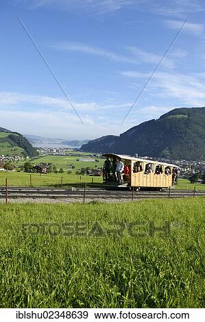 Stock Photo - "Old funicular on Stanserhorn Mountain, first section from Stans to Kaelti, Stans, Switzerland, Europe". Fotosearch