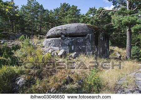 Stock Image - "Old German bunker from the Second World War, in the woods, Kristiansand, Insel Odderoya, Vest-Agder, Southern Norway, Norway, Europe". Fotosearch