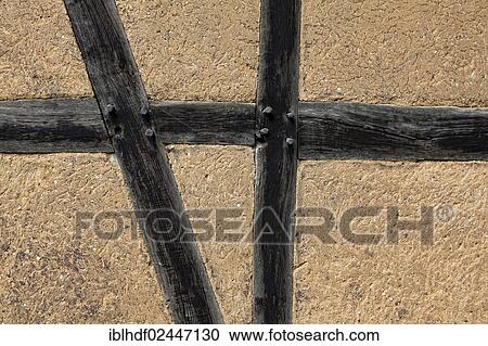"Old half-timbered wall, wooden beams with clay, 17th century, Germany, Europe" View Large Photo Image Stock Image - "Old half-timbered wall, wooden beams with clay, 17th century, Germany, Europe". Fotosearch