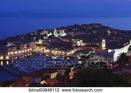 "Old Harbour and the historic centre at dusk, Dubrovnik, Dalmatia, Croatia, Europe" View Large Photo Image Stock Image - "Old Harbour and the historic centre at dusk, Dubrovnik, Dalmatia, Croatia, Europe". Fotosearch