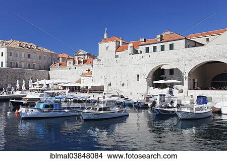 "Old Harbour at the city walls to the historic centre, Dubrovnik, Dalmatia, Croatia, Europe" View Large Photo Image Picture - "Old Harbour at the city walls to the historic centre, Dubrovnik, Dalmatia, Croatia, Europe". Fotosearch