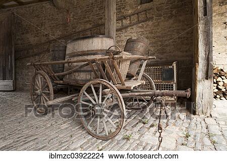 "Old hay cart with wine barrels in the courtyard of a wine press, 19th century, Franconian Open Air Museum of Bad Windsheim, Middle Franconia, Bavaria, Germany, Europe" View Large Photo Image Picture - "Old hay cart with wine barrels in the courtyard of a wine press, 19th century, Franconian Open Air Museum of Bad Windsheim, Middle Franconia, Bavaria, Germany, Europe". Fotosearch