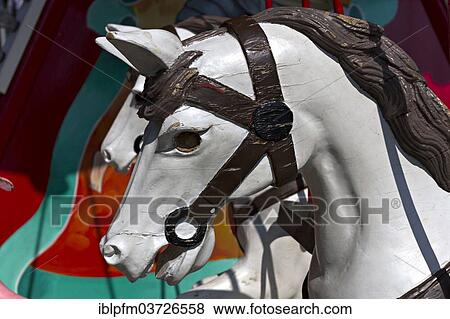 Stock Photo - "Old horse carousel, Chiemgau, Upper Bavaria, Bavaria, Germany, Europe". Fotosearch
