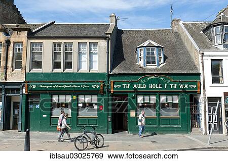 Stock Photo - "Old houses and pubs in the historic town centre, West Lothian, Linlithgow, Scotland, United Kingdom, Europe". Fotosearch