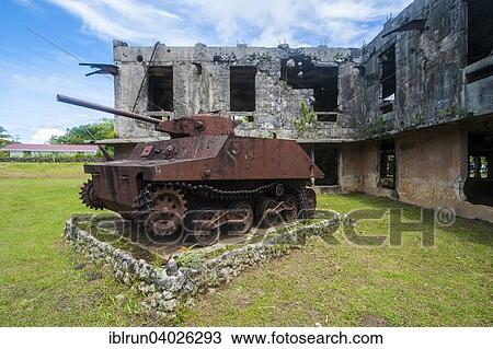 "Old Japanese tank in front of the Japanese administration building, Babeldaob, Palau, Micronesia, Oceania" View Large Photo Image Stock Image - "Old Japanese tank in front of the Japanese administration building, Babeldaob, Palau, Micronesia, Oceania". Fotosearch
