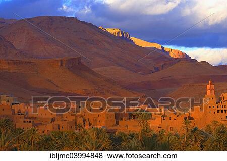 "Old Kasbah, oasis, evening light, Tinerhir, Tineghir, Tinghi, Todra valley, Todra Gorges, Morocco, Africa" View Large Photo Image Stock Photo - "Old Kasbah, oasis, evening light, Tinerhir, Tineghir, Tinghi, Todra valley, Todra Gorges, Morocco, Africa". Fotosearch