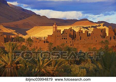 "Old Kasbah, oasis, evening light, Tinerhir, Tineghir, Tinghi, Todra valley, Todra Gorges, Morocco, Africa" View Large Photo Image Stock Photo - "Old Kasbah, oasis, evening light, Tinerhir, Tineghir, Tinghi, Todra valley, Todra Gorges, Morocco, Africa". Fotosearch