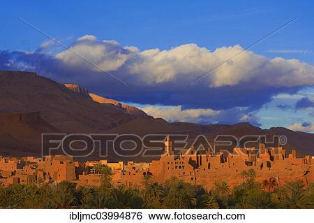 "Old Kasbah, oasis, evening light, Tinerhir, Tineghir, Tinghi, Todra valley, Todra Gorges, Morocco, Africa" View Large Photo Image Stock Photograph - "Old Kasbah, oasis, evening light, Tinerhir, Tineghir, Tinghi, Todra valley, Todra Gorges, Morocco, Africa". Fotosearch