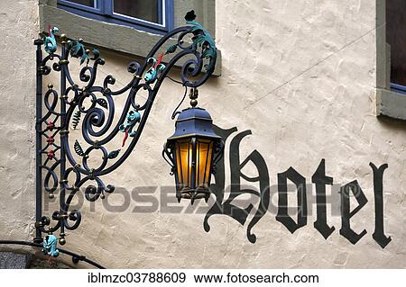"Old lantern in front of the Hotel Kloster-Stuble, Rothenburg ob der Tauber, Middle Franconia, Bavaria, Germany, Europe" View Large Photo Image Stock Photo - "Old lantern in front of the Hotel Kloster-Stuble, Rothenburg ob der Tauber, Middle Franconia, Bavaria, Germany, Europe". Fotosearch