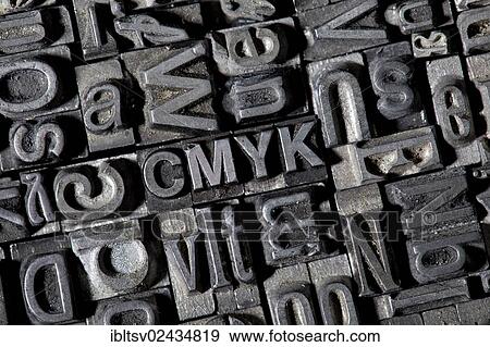 Stock Photo - Old lead letters forming the term CMYK. Fotosearch