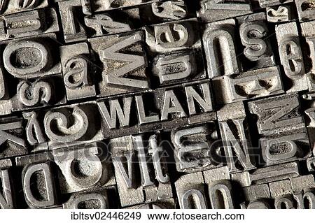 Old lead letters forming the term WLAN View Large Photo Image Stock Photo - Old lead letters forming the term WLAN. Fotosearch