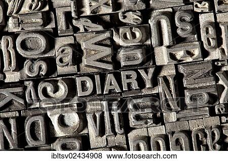 Stock Photo - Old lead letters forming the word DIARY. Fotosearch