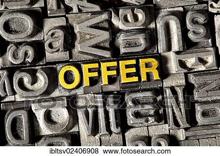 Old lead letters forming the word OFFER View Large Photo Image Stock Photo - Old lead letters forming the word OFFER. Fotosearch