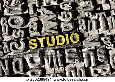 Picture - "Old lead letters forming the word """"STUDIO""""". Fotosearch