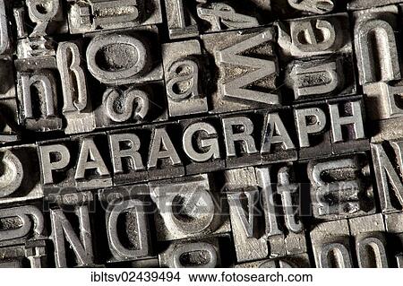 Picture - "Old lead letters forming the word """"PARAGRAPH""""". Fotosearch