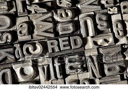 Old lead letters forming the word " RED" View Large Photo Image Picture - Old lead letters forming the word " RED". Fotosearch
