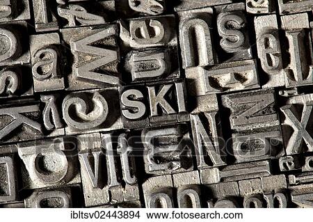 Picture - Old lead letters forming the word SKI. Fotosearch