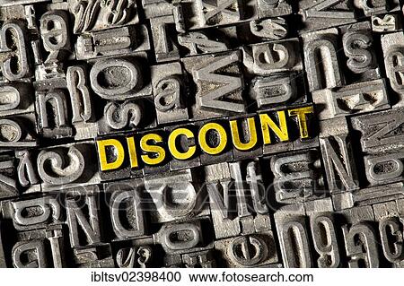 "Old lead letters forming the word """"discount""""" View Large Photo Image Stock Image - "Old lead letters forming the word """"discount""""". Fotosearch