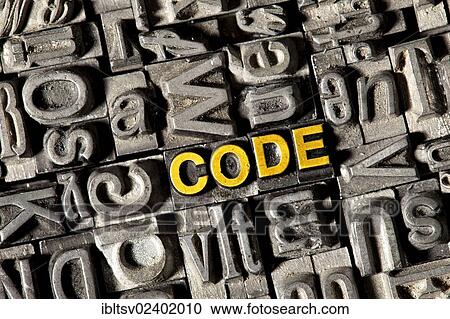 "Old lead letters forming the word """"code""""" View Large Photo Image Stock Image - "Old lead letters forming the word """"code""""". Fotosearch