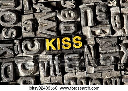 "Old lead letters forming the word """"KISS""""" View Large Photo Image Stock Image - "Old lead letters forming the word """"KISS""""". Fotosearch