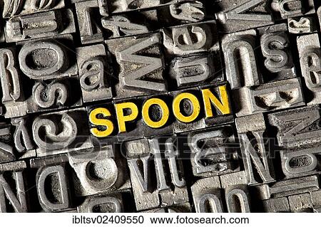 "Old lead letters forming the word """"SPOON""""" View Large Photo Image Stock Image - "Old lead letters forming the word """"SPOON""""". Fotosearch