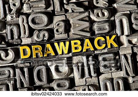 Stock Image - Old lead letters forming the word Drawback. Fotosearch