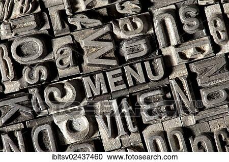 Old lead letters forming the word " MENU" View Large Photo Image Stock Image - Old lead letters forming the word " MENU". Fotosearch