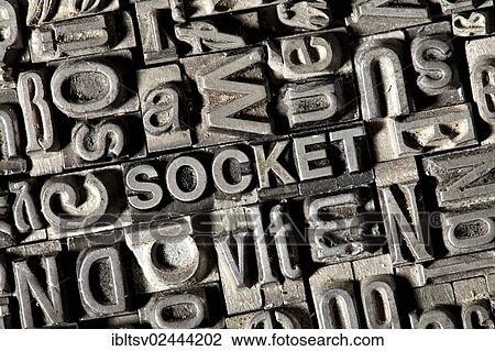 "Old lead letters forming the word """"SOCKET""""" View Large Photo Image Stock Image - "Old lead letters forming the word """"SOCKET""""". Fotosearch