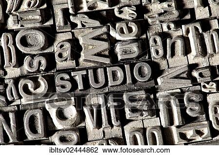 "Old lead letters forming the word """"STUDIO""""" View Large Photo Image Stock Image - "Old lead letters forming the word """"STUDIO""""". Fotosearch