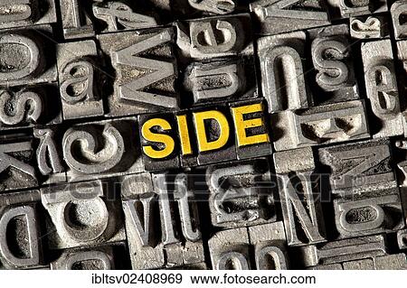 "Old lead letters forming the word """"SIDE""""" View Large Photo Image Stock Photo - "Old lead letters forming the word """"SIDE""""". Fotosearch