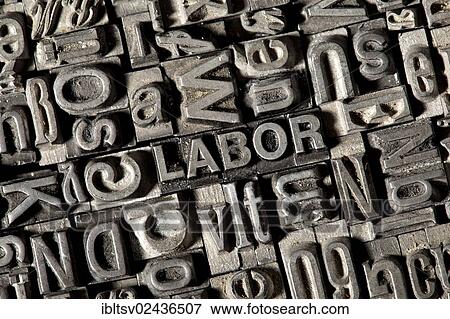 Stock Photo - "Old lead letters forming the word """"LABOR"""", German for """"laboratory""""". Fotosearch